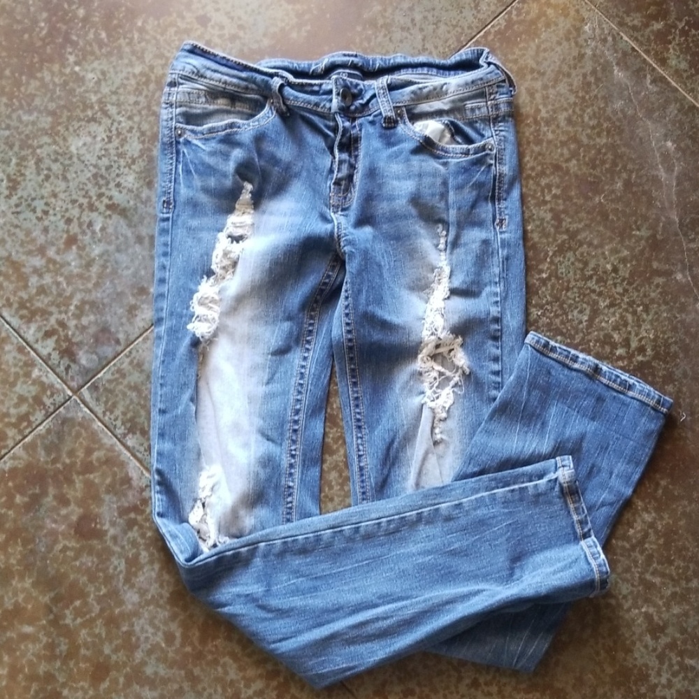 Distressed Sneak peek jeans